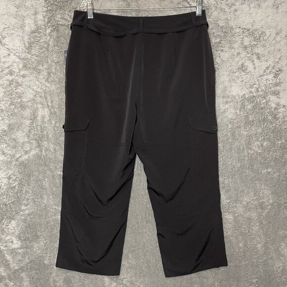 Chaps Women Activewear High Rise Wide Leg Straight Cropped Cargo Pants 12 Black - Picture 2 of 10